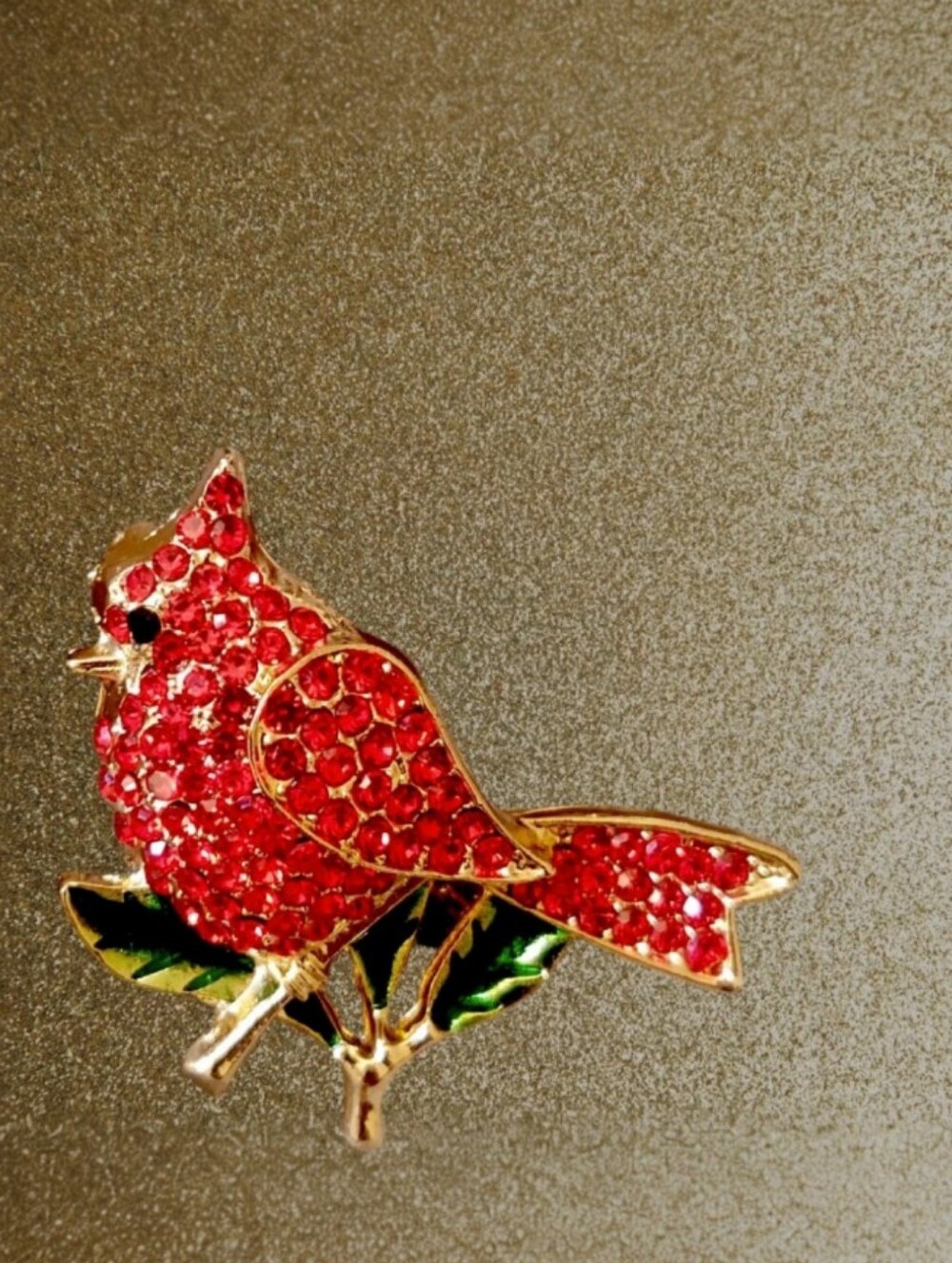Red Crystal Cardinal Brooch
